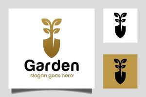 Gardener logo design inspiration vector template, Lawn care, farmer, eco lawn service with shovel icon vector