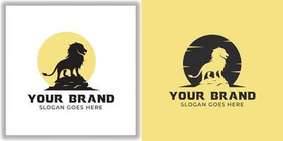 silhouette lion wildlife logo vector side view. symbol of courage, bravery and power icon vector