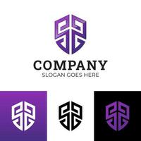 elegant letters SS with shield shape symbol protection for security identity logo template vector