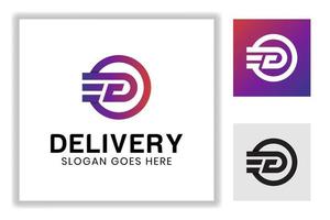 monogram gradient color letter D with fast speed symbol for delivery logistics express logo template vector