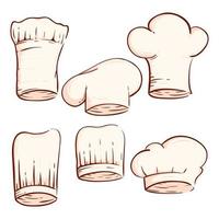 hand drawn chef hat collection on white background vector