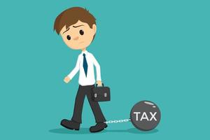 sad businessman with burden tax vector