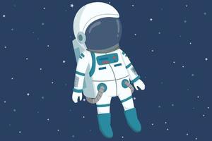 cute little astronaut floating in the space vector