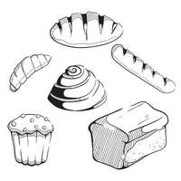 hand drawn bakery product on white background vector