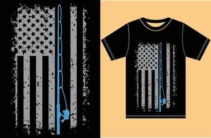 USA Flag With Fishing T-shirt Design. T-shirt gift for fishing lovers. American Flag Vector Fishing T-shirt.