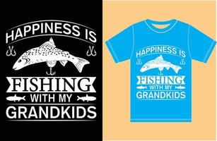 felicidad pescando con mis nietos. camiseta de pesca vector
