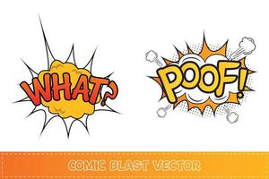 What comic burst with red and yellow colors. Poof comic explosion with yellow, white, and orange color. Comic burst explosion. Poof, blast with cloud bubble for cartoon speeches. Comic blast vector. vector