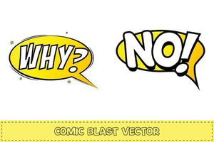 Why, comic burst with yellow and white colors. No, a comic pop-up with yellow and black border. Comic burst explosion with stars. Why, blast bubble for cartoon speeches. Comic speech pop-up vector. vector