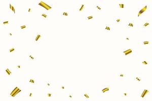 Golden confetti falling frame isolated on white background. Festival elements. Anniversary and birthday celebration. Confetti vector for carnival background. Shiny tinsel and confetti falling.