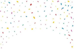 ilustración vectorial de confeti para el fondo del festival. confeti rojo, verde, dorado, azul sobre fondo transparente. confeti cayendo sobre fondo transparente. elemento de celebración de eventos y fiestas. vector