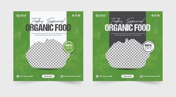 Organic food social media post. Special organic food sale flyer. Natural healthy food menu. Healthy vegetable sale banner. Fresh and healthy vegetable store promotion. Vegetable promotion template. vector