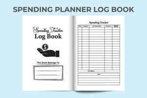 Spending tracker notebook interior template. Business or personal monthly budgeting logbook. Interior of a journal. Expense tracker journal and money spent checker notebook template. vector