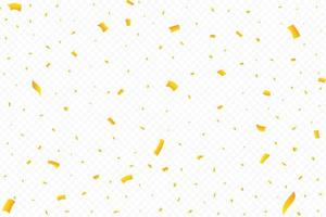 Golden confetti falling on transparent background. Festival elements. Anniversary and birthday celebration. Shiny tinsel and confetti falling. Simple confetti falling vector illustration.