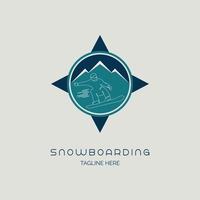 Snowboarding logo design template line style for brand or company and other vector