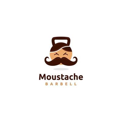 Moustache with barbell logo design inspiration