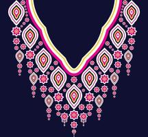 bordado de escote étnico, geométrico, tribal, oriental, tradicional, diseño de collar para mujeres de moda vector