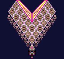 bordado de escote étnico, geométrico, tribal, oriental, tradicional, diseño de collar para mujeres de moda vector