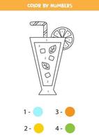 Color cartoon cocktail by numbers. Worksheet for kids. vector