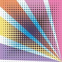fondo de puesta de sol con rayas de colores. fondo de puntos geométricos abstractos del arco iris. estilo retro de la vendimia. plantilla de arte pop. vector