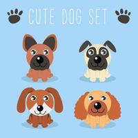 cute puppy set for greeting card vector illustration