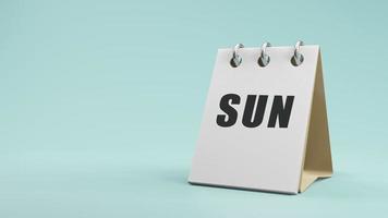 SUN Sunday on  paper desk  calendar  3d rendering photo