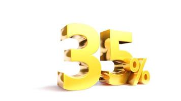 35 percent Golden symbol , 3D render photo