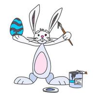 bunny coloring eggs for easter character funny new vector