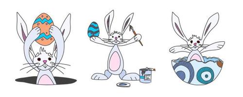 bunnies characters funny easter holiday new vector