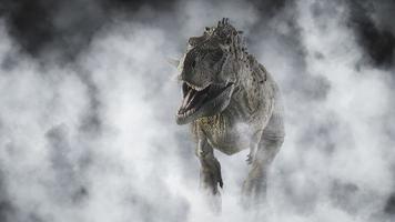 dinosaurio epitafio ekrixinatosaurus sobre fondo de humo foto