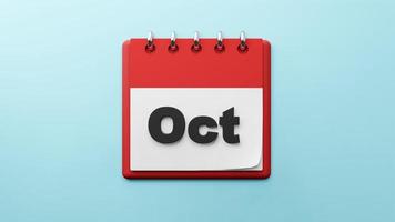 Oct on  paper desk  calendar  3d rendering photo