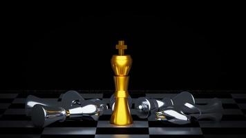 Gold and silver chess battle,Chess victory,chess concept,3d illustration 3d rendering photo