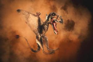 Dimorphodon Dinosaur on smoke background photo