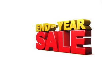 3D render end of year sale isolated background. 3D illustration photo