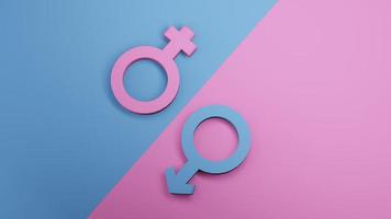 símbolo de género masculino femenino. representación 3d foto