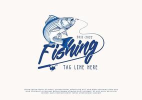 moderno de emblemas de pesca, etiquetas, insignias, ilustración de logotipos vector
