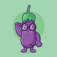 genius eggplant character mascot isolated cartoon in flat style design vector