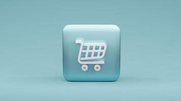 Shopping cart icon on square shape , 3d rendering photo