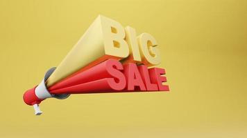 megaphone 3d rendering with wording big sale 3d rendering photo