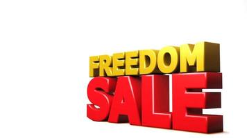 3D render Freedom sale isolated background. 3D illustration photo