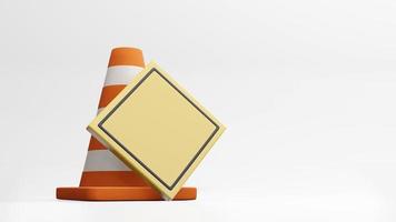 Traffic cones road cones  and road sign 3d rendering photo