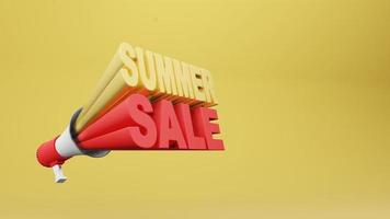 megaphone 3d rendering with wording summer sale 3d rendering photo