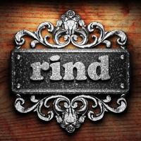 rind word of iron on wooden background photo
