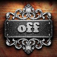 off word of iron on wooden background photo