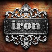 iron word of iron on wooden background photo