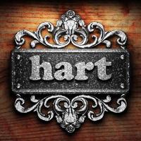 hart word of iron on wooden background photo