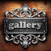 gallery word of iron on wooden background photo