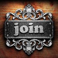 join word of iron on wooden background photo