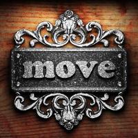 move word of iron on wooden background photo