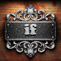 if word of iron on wooden background photo