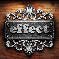 effect word of iron on wooden background photo